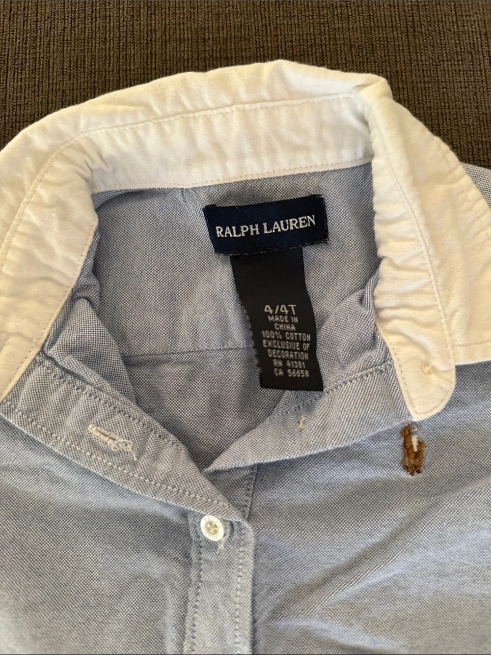 Ralph Lauren Girls' Blue Polo-Style Button Dress Bundle size 4T